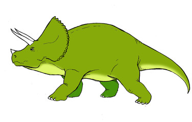 Realistic illustration of a dinosaur of the species known as triceratops