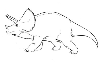Realistic illustration of a dinosaur of the species known as triceratops