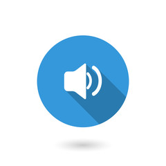 Sound Volume icon, illustration. Flat design style modern illustration. Isolated on white color background. Flat long shadow icon. Elements in flat design