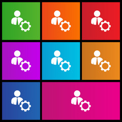 Mn with gear icon. Metro style