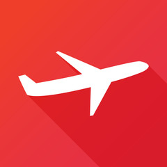 Airplane icon. Modern flat icon with long shadow effect