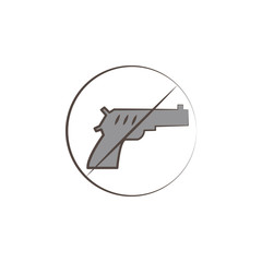 no gun sign sketch style icon. Element of peace hand drawn icon. Premium quality graphic design icon. Signs and symbols collection icon for websites and web design