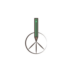 pencil and peace sign sketch style icon. Element of peace hand drawn icon. Premium quality graphic design icon. Signs and symbols collection icon for websites and web design