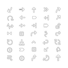 thin icons design set. Arrows. Moder simple line icons. Trendy thin icons on white background