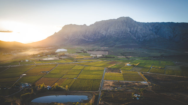 Aerial view over the Brandwaght valley outside Worcester in the western cape of south africa