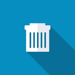 Trash can icon. Long shadow