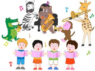 動物と子供たちのコンサート。