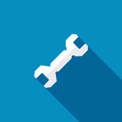 Wrench icon , illustration. Long shadow