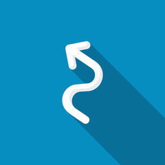Zig zag upper right arrow icon. Modern design flat style icon with long shadow effect