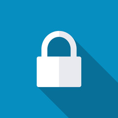 Lock icon with background. Long shadow