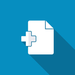 Text file sign icon. Add File document symbol. Circle button with long shadow