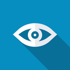 Eye icon ui design icon. Modern design flat style icon with long shadow effect