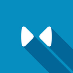 Two opposite triangular arrows pointing to the center icon. Modern design flat style icon with long shadow effect