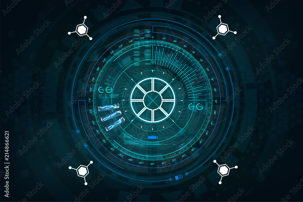 Poster Futuristic User Interface. Gadget in HUD style, networking concept template. Abstract vector illustration