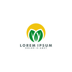 eco leaf farm logo template vector illustration