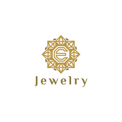 Icon letter E, jewelry logo template vector illustration