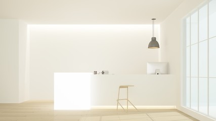 Fototapeta na wymiar Reception counter interior 3D rendering in hotel - minimal style