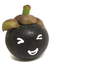 Sweet mangosteen taste sweet, draw eye and white mouth to eat at Thailand.
