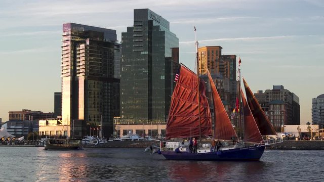 Baltimore Maryland Sail Boat in Inner Harbor During Sunset