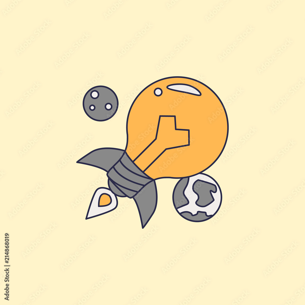 Poster light bulb fild outline icon. element of idea and solutions for mobile concept and web apps. fild ou