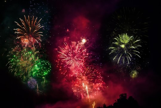 Fireworks, solstice celebrations, Riedenburg, Lower Bavaria, Bavaria, Germany, Europe