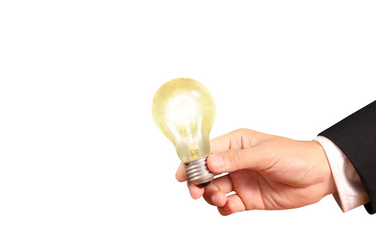 hand holding  light bulb with energy