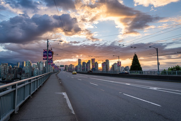Fototapeta na wymiar Vancouver at Dawn from the Granville Bridge