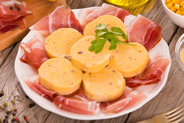 Speck ham and polenta.