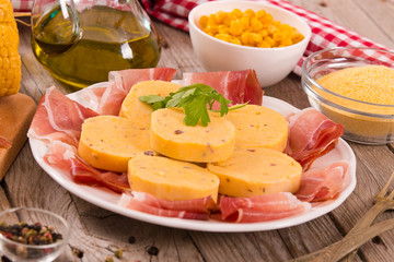 Speck ham and polenta.