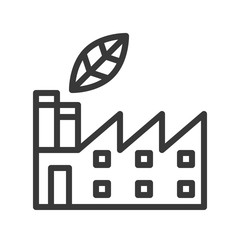 leaf and factory, Flat icon of clean energy and save environmental concept