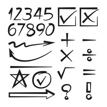 math sign, arrows and number