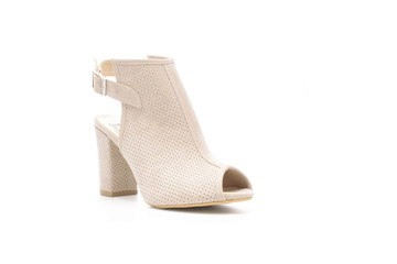 woman heel shoes white background 