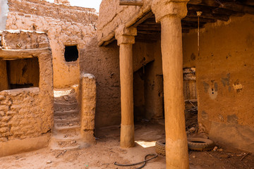 The interior of the abandoned traditional Arab mud brick house, Al Majmaah, Saudi Arabia