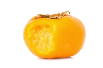 persimmon bite ripe fresh isolated on white background