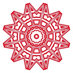 Vector hand drawn floral color mandala design. For fashion, surface design. Red, gold color