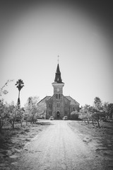 Close up image of an old dutch reformed church in a Small Karoo town in South Africa