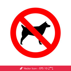 No Dogs Allowed Sign Icon Vector Template