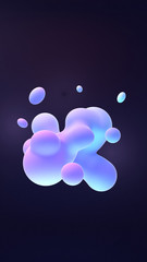 Blue and purple gradient color floating liquid blob. 3d rendering picture.