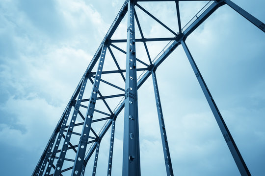 Fototapeta steel structure bridge closeup