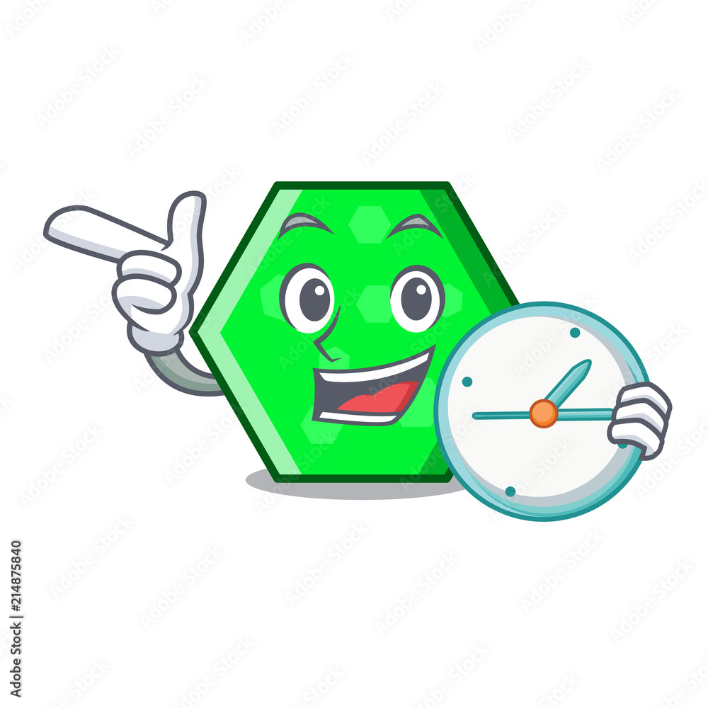 Sticker With clock octagon character cartoon style