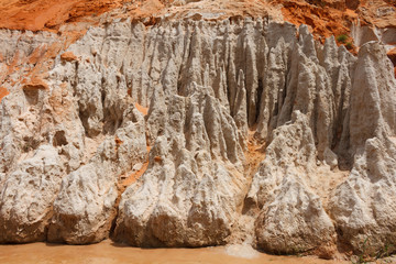 Fototapeta na wymiar Fairy Stream (Suoi Tien) / Fairy Stream (Suoi Tien) Geological Attraction With Red And White Sandstone At Mui Ne Vietnam.