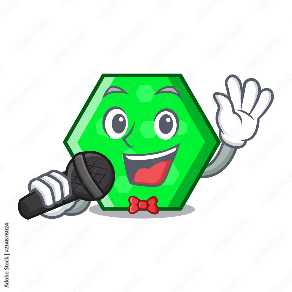 Sticker Singing octagon mascot cartoon style