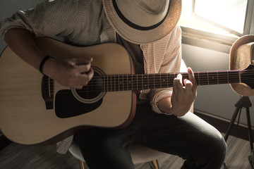 Fototapeta premium musician playing the guitar