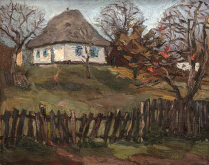 landscape, oil painting, hand made