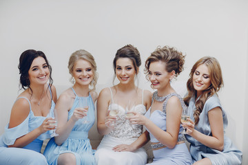 bride with bridesmaids