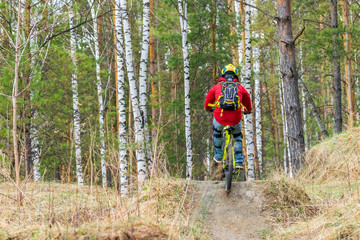 Naklejka premium Russia, Novosibirsk - May 1, 2018: Downhill mountain biking