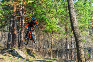 Russia, Novosibirsk - May 1, 2018: Downhill mountain biking