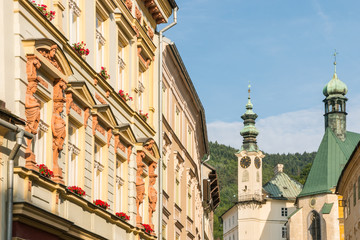 Naklejka premium detail of Baroque architecture in Banska Stiavnica town, central Slovakia