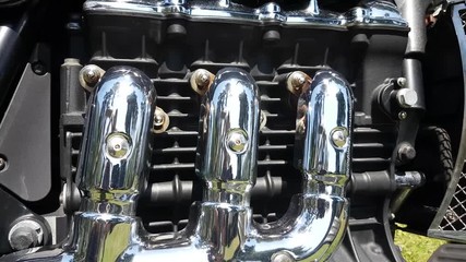 Motorcycle engine details. Bike close up of parts