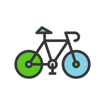 Green bicycle, filled outline Flat icon save environmental concept